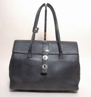 LORO PIANA AUTHENTIC BAG TASCHE BLACK CHEVRE FULL LEAT