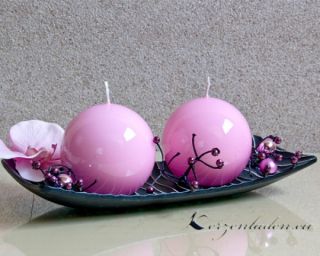 Kugelkerze Hochglanz rosa 8cm  festliche Kerzen Lackkerzen Tischdeko