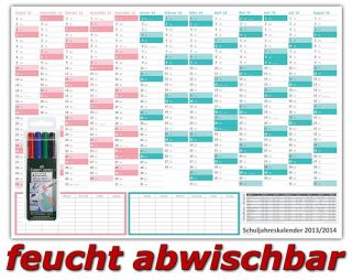   Schul Jahreskalender 2013/14 inkl. 4 farbigen Stifteset