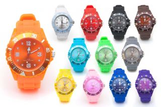 Premium Silikon Uhr Big Face NEON Armbanduhr Silikonuhr Ice Colour