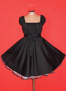 40s 50s BLACK ROCKABILLY SWING DRESS 16 18 20 Plus Size eMo Gothic Pin
