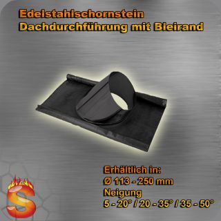Dachdurchführung schwarz Ø 150 20 35° Edelstahl Schornstein