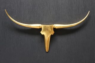 Aluminium Deko Wand Geweih Longhorn Bulle Stier Gold Antik Optik 75