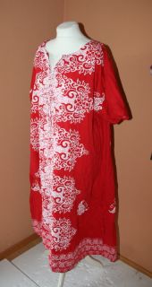 86) Gebatikter Baumwoll Kaftan Hauskleid Gr. L/XL