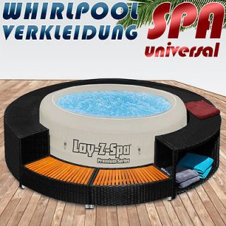 XXL Jacuzzi Whirlpool Umrandung Polyrattan Pool Rahmen Verkleidung