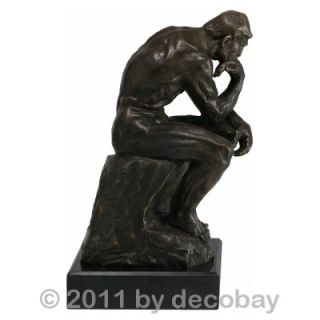 Nachdenkliche Männer Figur sitzend auf Sockel aus Bronze und Marmor