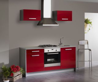 Singleküche Miniküche Küchenzeile Kleinküche Küche Grau / Rot