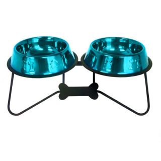 Platinum Pets Bone Tie Double Diner Stand With Stainless Steel Bowls   Dog   Boutique