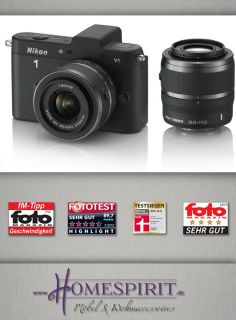 V1 Schwarz KIT EU WARE, Systemkamera inkl. 10 30mm+ 30 110mm Camera HD
