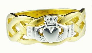 585 Gold Silber 925 Herren Claddagh Keltisch Ring neu