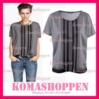 Top Bluse Hemd Tunika Schwarz Weiß Streifen Blogger XS S M 34 36 38