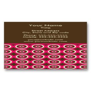 Modern Retro Circles Business Card   Pink & Brown