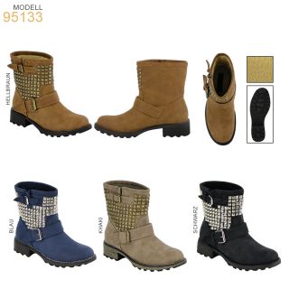 Mega Trendy Nieten Boots 99903 Damen Stiefel 36 41