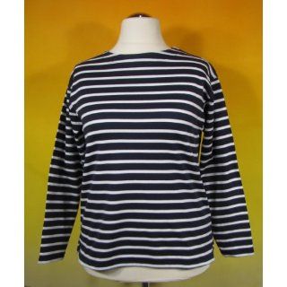 Bretonisches Damen Fischerhemd Langarm Streifen Hemd schwarz / weiß