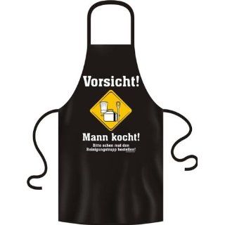 Sprüche Fun Koch Schürze  Vorsicht Mann kocht Bitte schon mal den