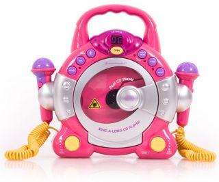 Kinder CD Spieler Spielzeug Pink 2 Mikrofone NEU