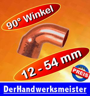 Kupfer 90° Winkel 12 15 18 22 28 35 42 54 f. Kupferrohr