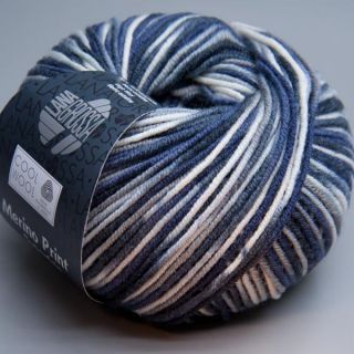 Lana Grossa Merino superfein Cool Wool 753 dunkelblau grau weiß 50g