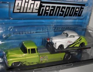 Transport CHEVY FLATBED+´41 WILLYS RACING  green  164
