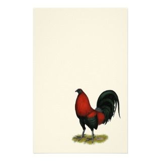 American Game BB Black Red Rooster Custom Stationery