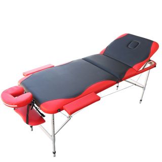 Massagebank Massagetisch Massageliege Alu mobil rot