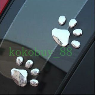 AG5570 Brand New Cool 3D Dog Footprints Chrome Badge Emblem Car