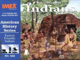 72 Figuren IMEX 522 Indianer Lager Wigwams Kanu Pferd