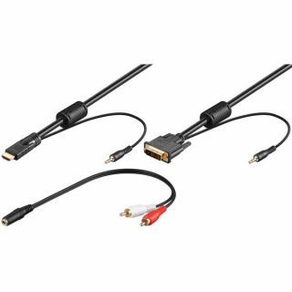 3m DVI HDMI Adapter Kabel mit Audio/Ton + Klinke/Cinch Adapter [95029