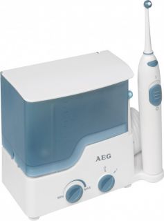 Professionelle Munddusche Dentalcenter Zahnpflege Mundpflege blau AEG