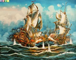 Schiffsschlacht auf hoher See b80973 40x50cm Ölgemälde Gemälde