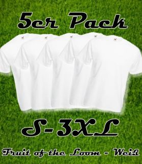 5er Pack T Shirt  Weiß  S 3XL  Sparpack  Fruit of the Loom  XXXL