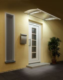 Dusar Pultvordach mit LED 150 x 90 cm Edelstahl Optik Haustür Vordach