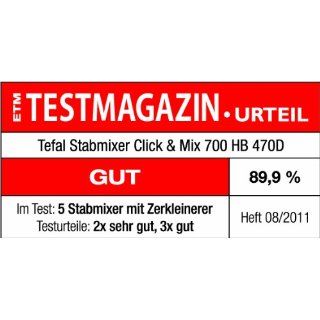 Tefal HB 470D Stabmixer Click and Mix 700, Edelstahl 