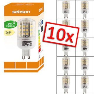 10er Pack G9 48 LED [sebson®] (Warm Weiß   48 x 3528 SMD LED   360º