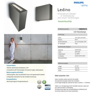 Ledino LED Aluminium Wand Aussenleuchte Aussenlampe 16860 93 16