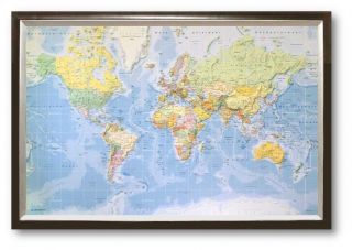 Bild Weltkarte mit Rahmen als Galeriebild WERT 98 EUR
