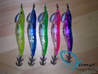 5xFlashing LED Shrimp Hunter Style Squid Egi Jigs LED Light