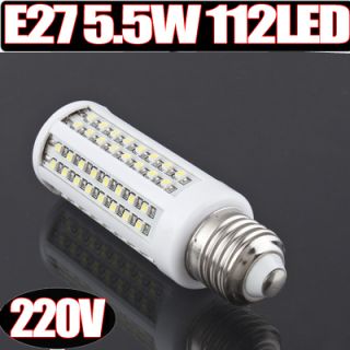 220V E27 5.5W 112 LED 112LED Light SMD Corn Light Bulb Warm White