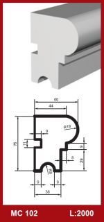 Prestige Decor, Fassadenprofil MC102 , Abmessungen 75 x 60 x 2000 mm .