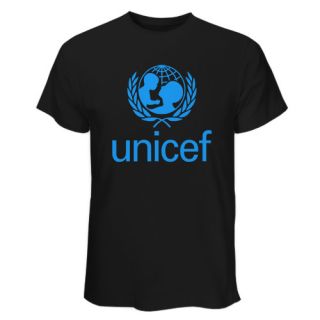 HOT Black & White T Shirt Unicef Logo UN Childrens Fund