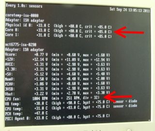 Temperaturen / Drehzahl mit SCYTHE Kozuti auf INTEL i3 G620T im