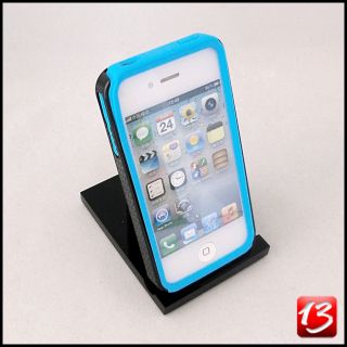 iPhone 4 4s Hülle Silikon Case Cover Schutz Hard Zebra Design 3D blau