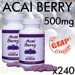 Acai Beere Berry 240 Kapseln 500mg 2 Monats Pack Detox Diät