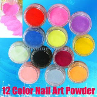 12 Farben Acryl Puder Pulver Glitter Powder Nail Art Nagelstudio SET