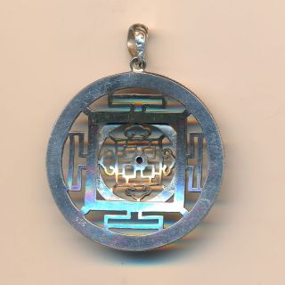Großes Amulett Silber Nepal Dharma Mandala Lama Buddha Buddhismus