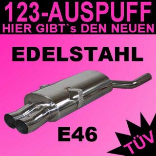 Edelstahl Auspuff Endschalldämpfer BMW E46 316i 318i