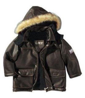 KIDOKI Coole Winterjacke Leder Imitat Kuschlig warm Braun Jacke NEU