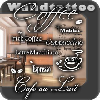 S134 XXL Wandaufkleber Kaffee Cafe Coffee Wandworte Küche