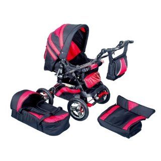 Luxus Kombi Kinderwagen in schwarz/rot Baby