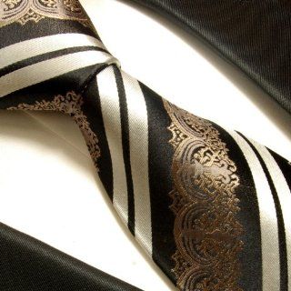 Schwarze XL Krawatte barock 100% Seidenkrawatte (extra lange 165cm